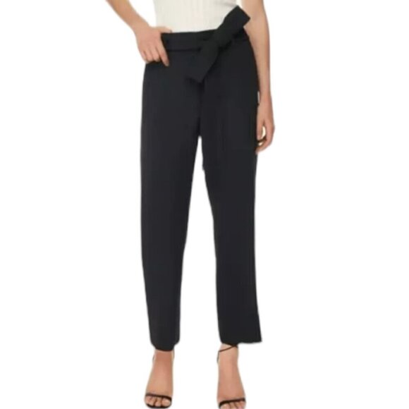 WIlfred Tie-Front High Rise Belted Flat Front Straight Leg Casual Pants Black 2 - Picture 1 of 10